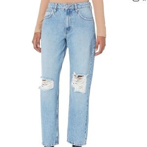 The Drop Luca High-Rise Distressed Loose Straight-Fit Denim